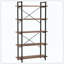 5-Tier Industrial Metal Bookshelf Unit Rustic Brown