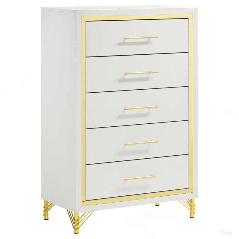 Commode blanche 5 tiroirs Chesney
