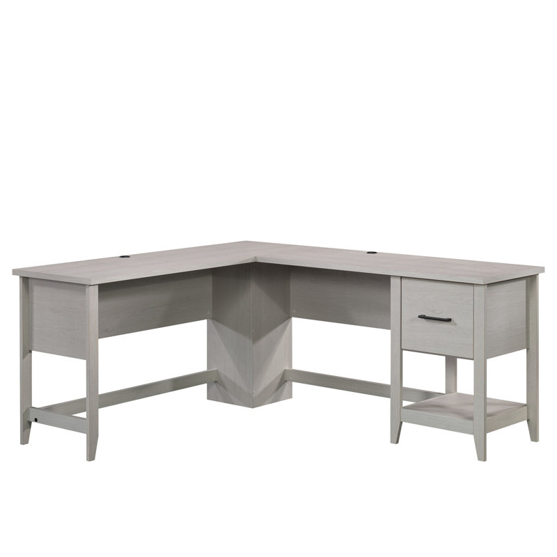Transitional L-Shaped Desk With File Drawer (Not Include Stools)
