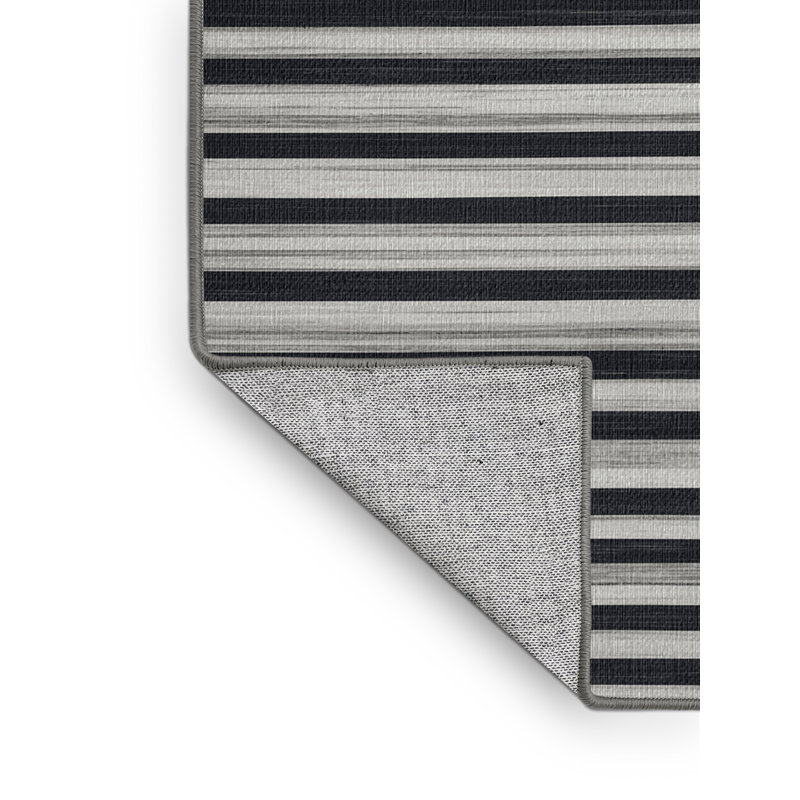  Tapis gris clair lavable à rayures gris foncé, Rond 6 pi