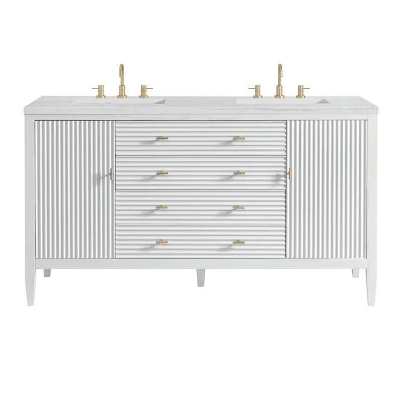 Myrrin 60'' W Double Vanity, Bright White, 8" Widespread, Siberian
