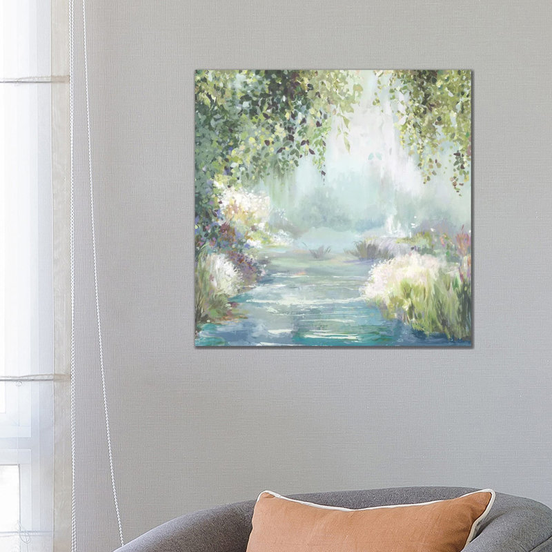 Sunny Forest Path by Allison Pearce - Painting on Canvas, Wrapped Canvas, 66.04cm H x 66.04cm W x 3.81cm D