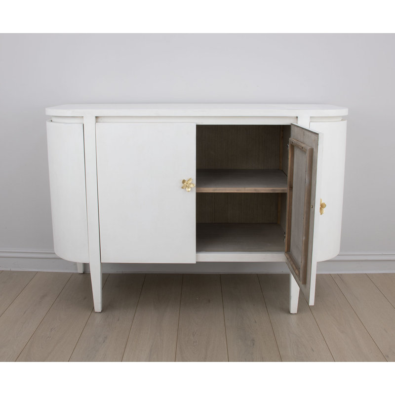 Octavia Solid Wood Accent Cabinet, Distressed White