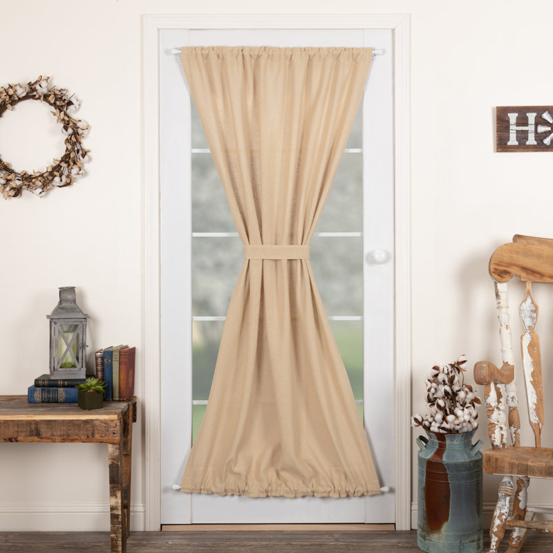 Panneau de rideau simple semi-diaphane avec passe-tringle Knarr, Beige foncé rétro