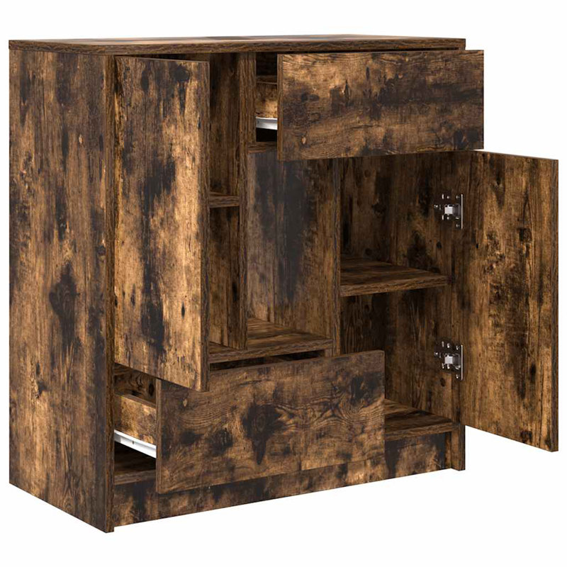 Sideboard With Drawers And Doors 70.5X34x74.5 Cm, Smoked Oak