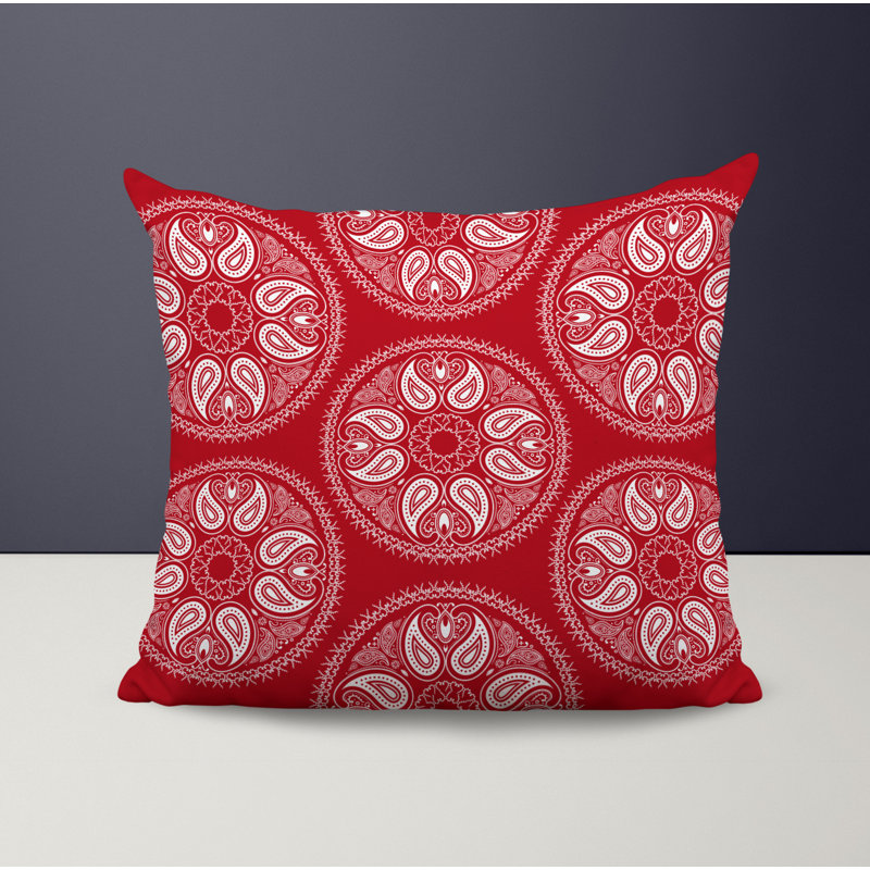 Outdoor Reversible Throw Pillow, 18" x 18", Red