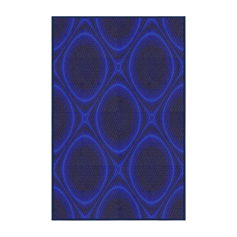 Tapis de zone indigo à motifs, Rectangle 5 pi x 7 pi