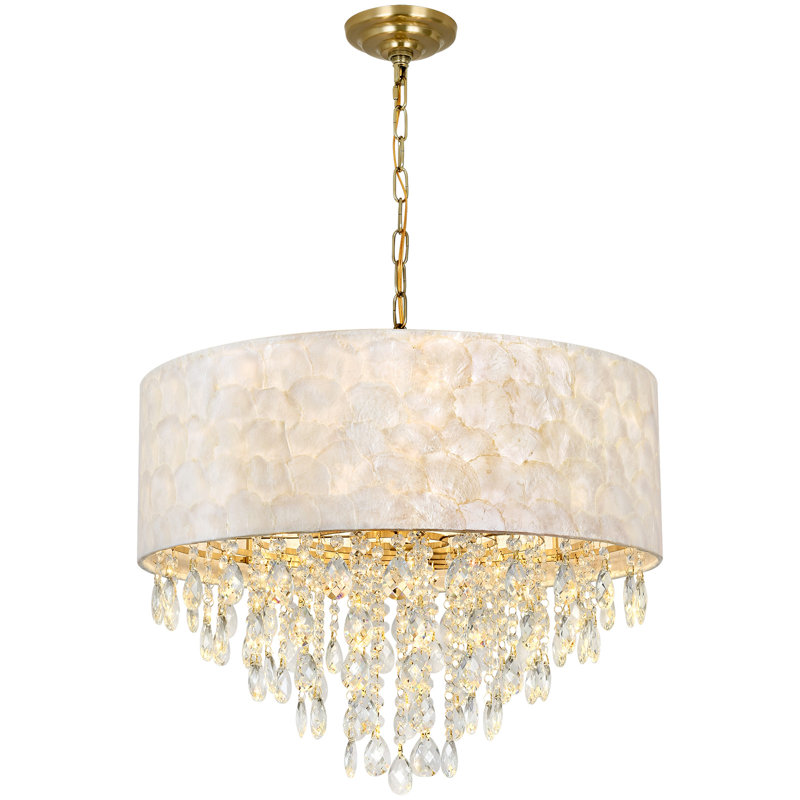 Modern Capiz Shell Crystal Chandeliers, 15.7" H x 23.6" W x 23.6" D