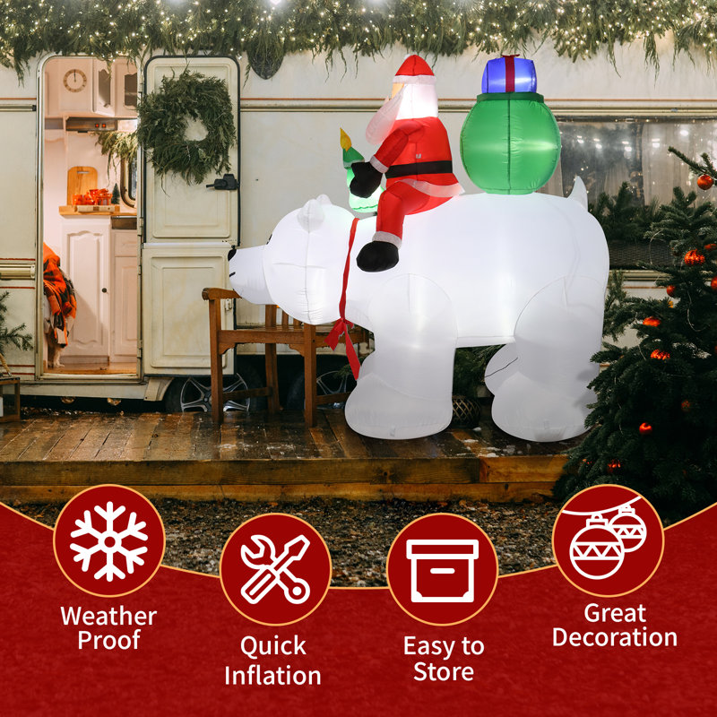 Décoration gonflable de Noël avec lumières à DEL, père Noël et ours polaire