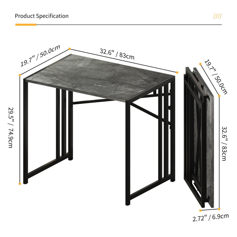 Metal Base Computer Desk, Grey/Black