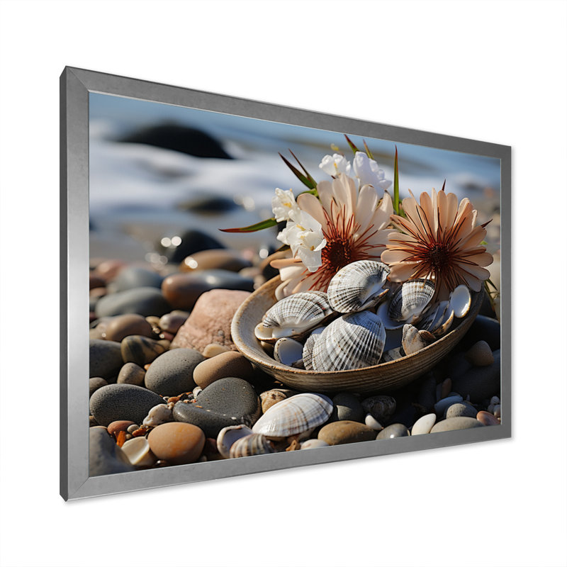 «Beach Photo Seashell Sonata III», reproduction d'art sur toile, H 12 po x l 20 po x P 1 po, Argent