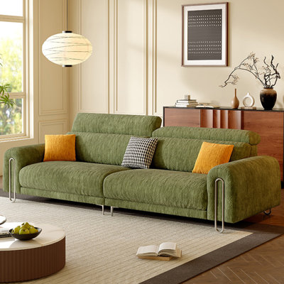 Green Chenille Modular Sofa cushion couch