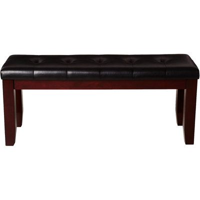 Banc de mobilier de chambre à coucher, siège avec capitonnage à boutons, pieds fuselés en bois, revêtement, banc rectangulaire, massif et brun cerise, forme rectangulaire, fabrication, pour et