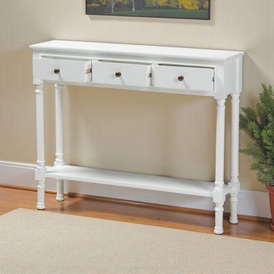 Dune French Farmhouse White Finished Wood 3-Drawer Console Table, 31.72'' H X 39.28'' W X 9.2'' D