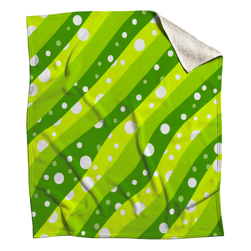 Green Stripes Fleece Throw Blanket - Pattern Throws for Sofas or Beds, 60in W x 80in H
