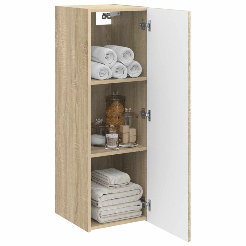 Engineered Wood Linen Cabinet, 60cm H x 33cm W x 34.5cm D, Sonoma Oak