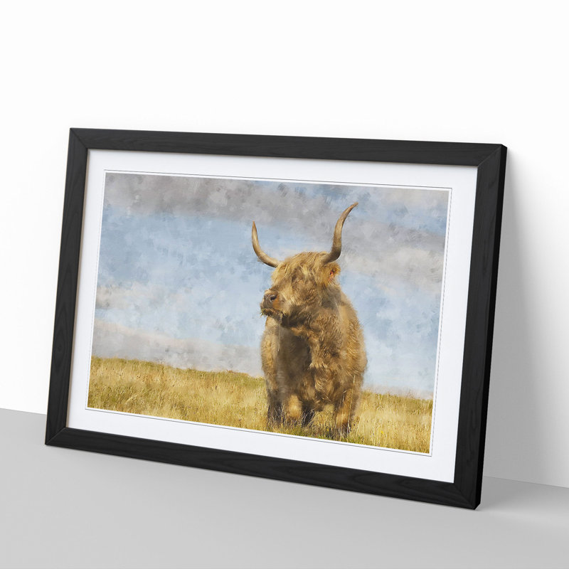Highland Bull Cow Vol.1 - Framed Print, 36cm H x 48cm W x 2cm D, Black Framed