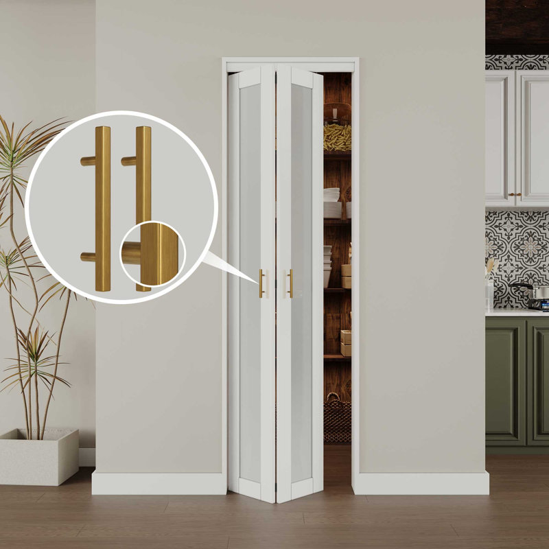1 porte pliante en verre givré avec trousse de quincaillerie d'installation et poignée en F, 24 po x 80 po