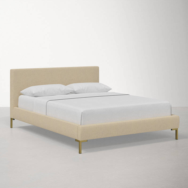 Rand Upholstered Bed, King, Black Wood, Classic Linen Black