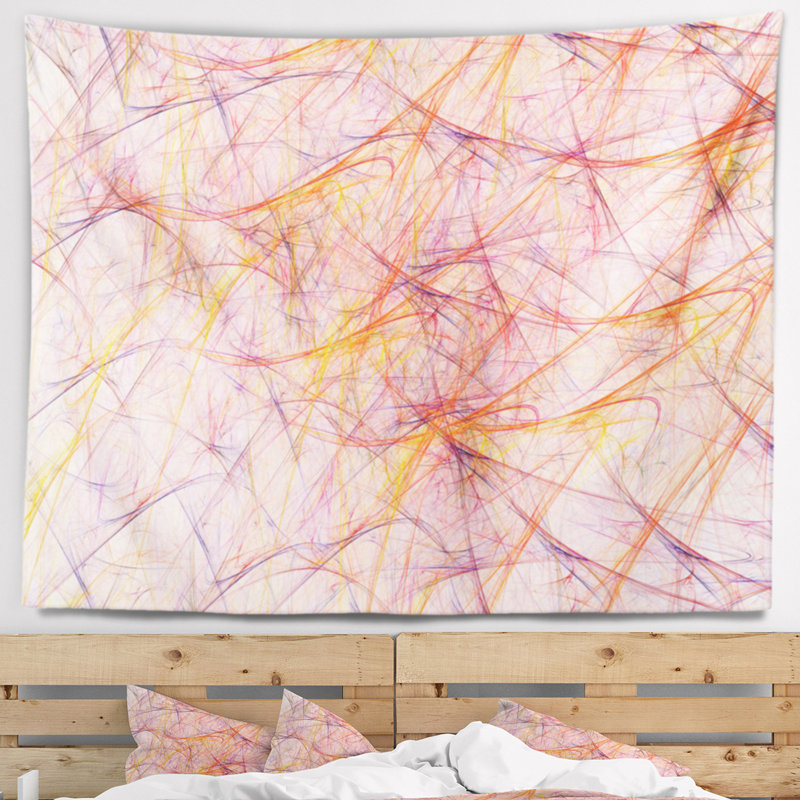 Tapisserie abstraite mystique à veines fractales roses, H 32 po x l 39 po