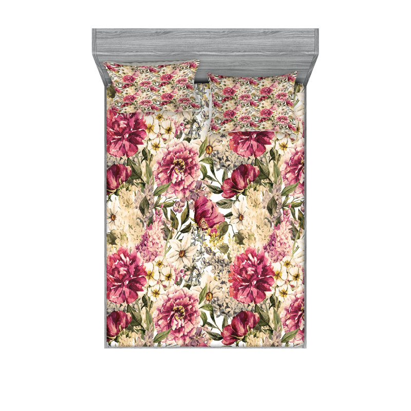 Multicolore drap-housse et coussin décoratif Ambesonne, Ensemble de draps pour très grand lit californien