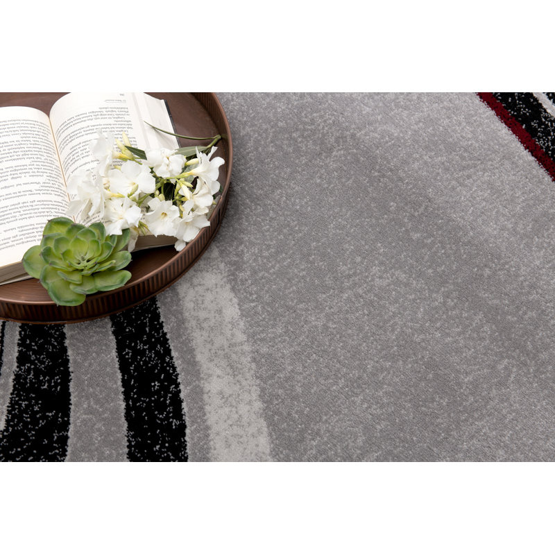 Tapis gris à motif abstrait Dillup-Jones, Rectangle 3 pi 9 po x 5 pi