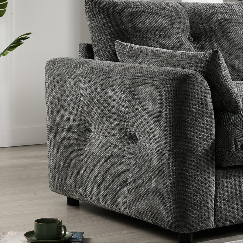 Modulaire avec repose-pieds et console de rangement mobiles, siège extra-large, tissu en chenille, système de charge pour un appartement de 6 sièges de 30 po de largeur, salon de sortie