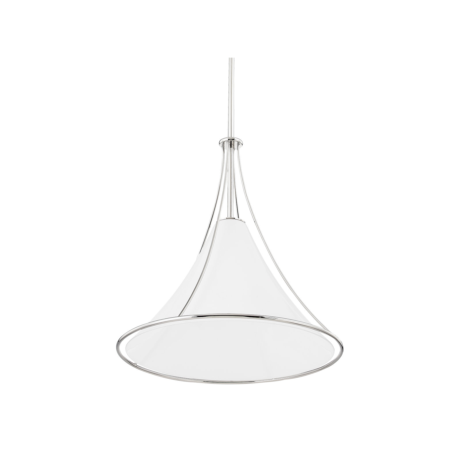 Swift Single Light Glass Steel Dimmable Pendant, 18.5" H x 17.25" W x 17.25" D, Polished Nickel
