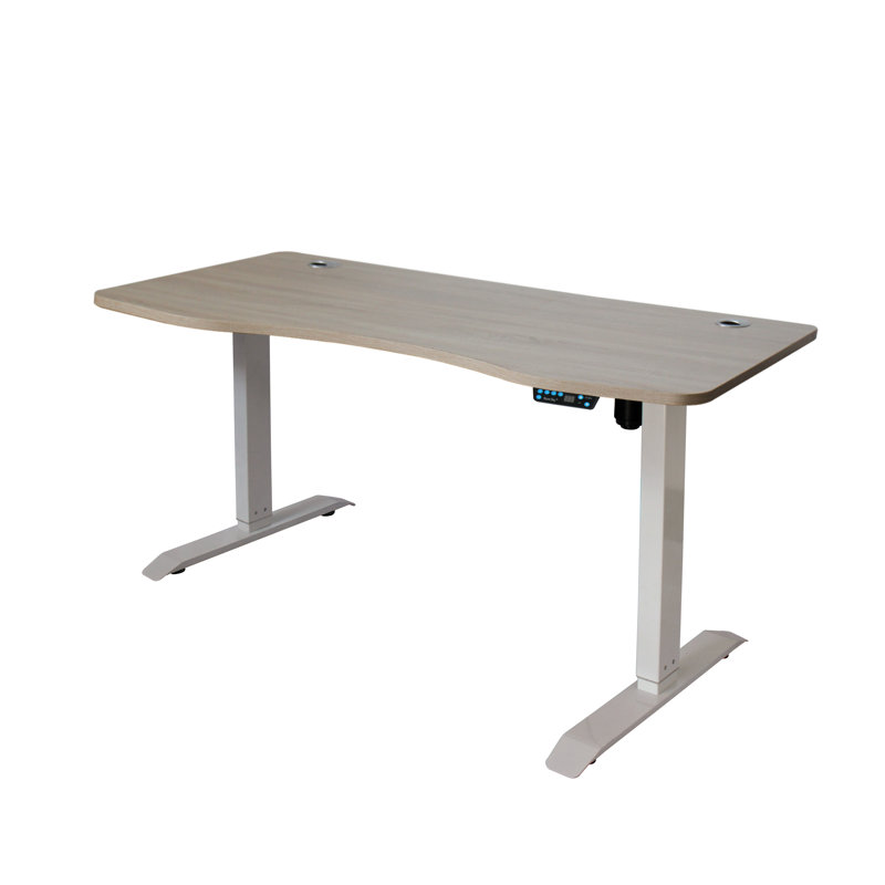 Bureau debout à hauteur ajustable Toni, Chêne naturel / blanc