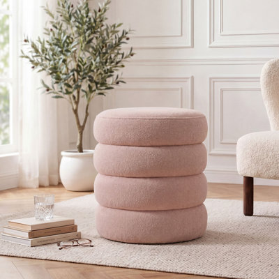 16"W Boucle Upholstered Ottoman with Storage