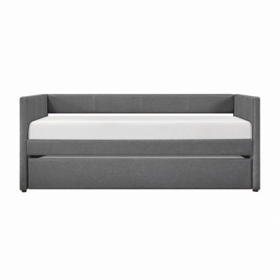 1Pc Daybed With Trundle Fabric Upholstery Wooden Frame Modern Home Furniture