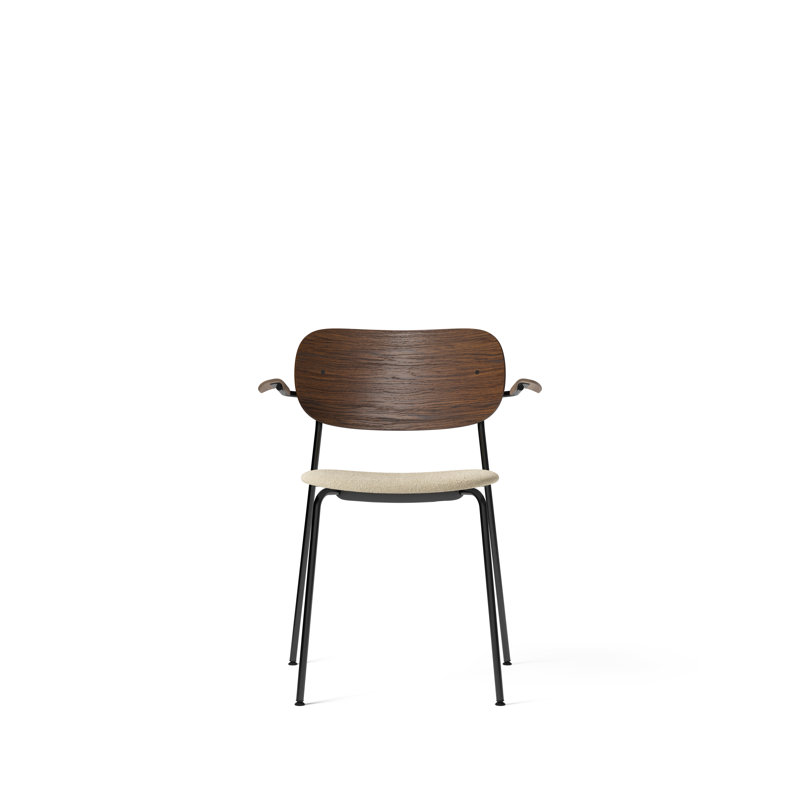 Co Upholstered Arm Chair, Bouclé 02 Acrylic, Dark Stained Oak, Black