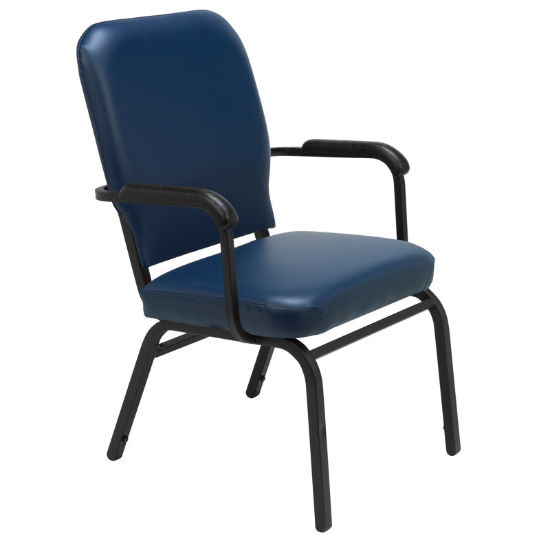 Chaise empilable robuste avec coussin 1040 Series, Vinyle bleu marine, Sans accoudoirs, Noir