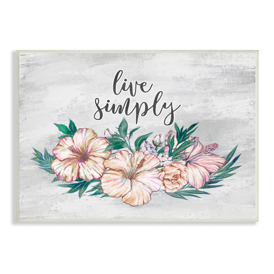 Live Simply Rustic Chic Pink Floral Calligraphy by Ziwei Li - Graphic Art