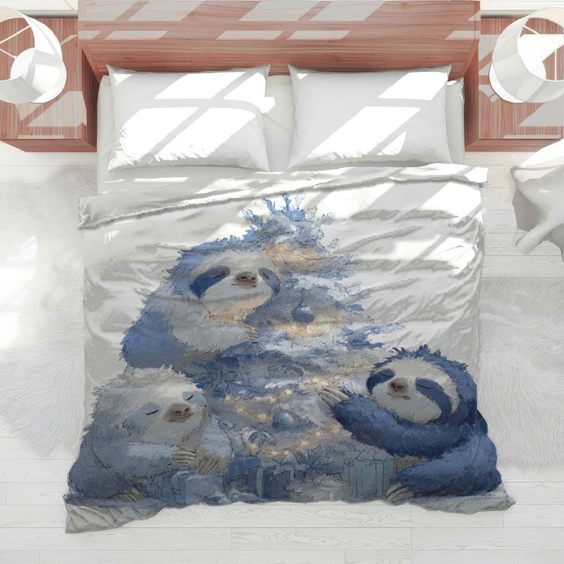 Sloth Bedding Animal Comforter Coastal Beach, King