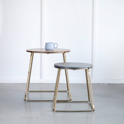 Side Table | Cement and Wood Top Tables for Living Room Decor