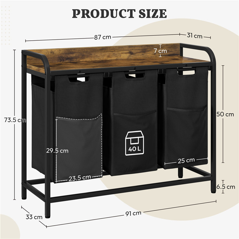 Laundry Hamper with Handles, 91x33x73.5 cm