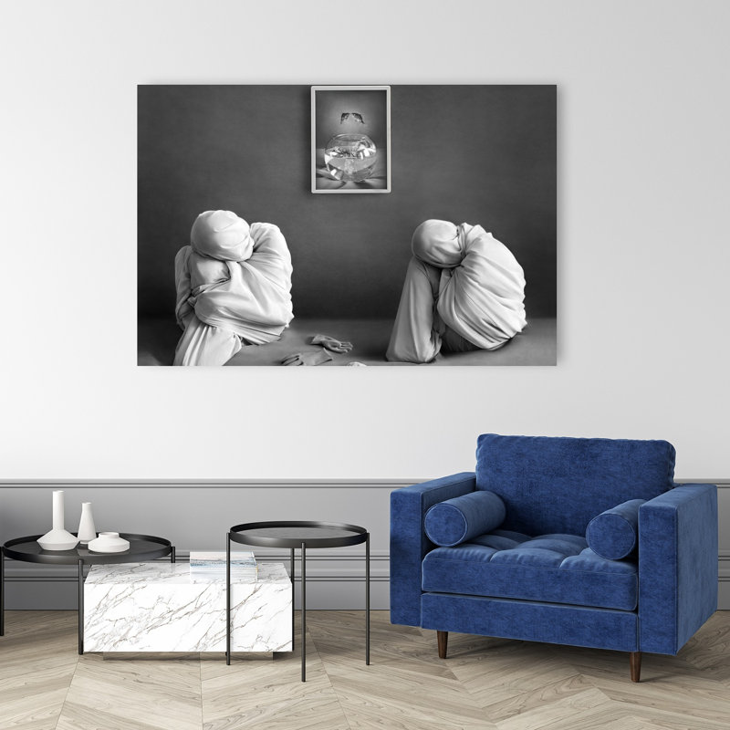 Isolated Figures Reflect Contemporary Minimalist Fish Wall Art Print 1 Piece Wrapped Canvas Wall Art, 101.6cm H x 152.4cm W