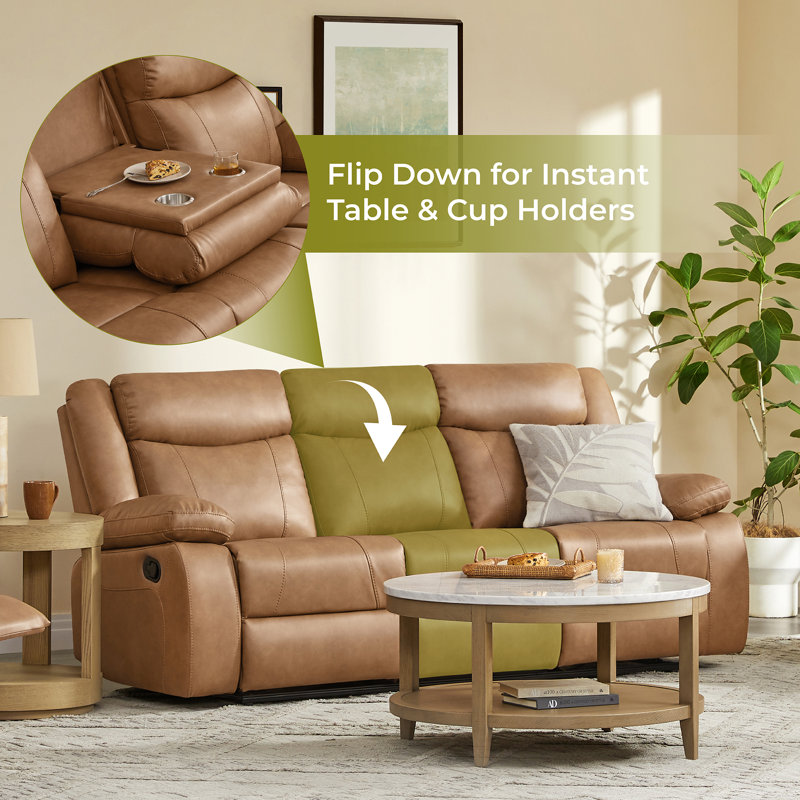 85.4'' Wide Manual  Reclining Sofa, Saddle