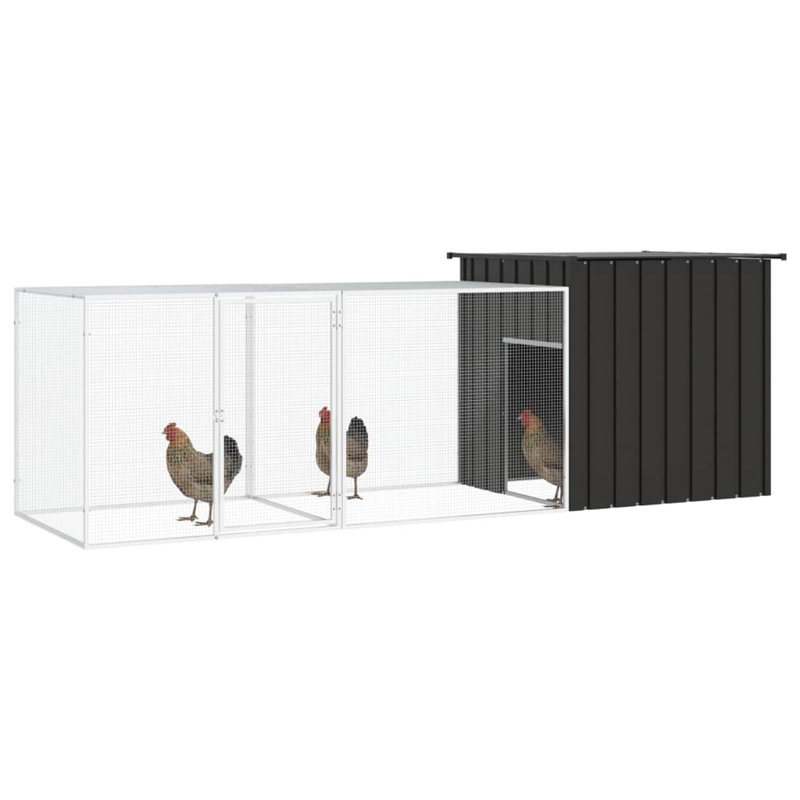 Cage à poulet Davier, H 39,4 po x l 35,8 po x L 118,1 po, Gris anthracite