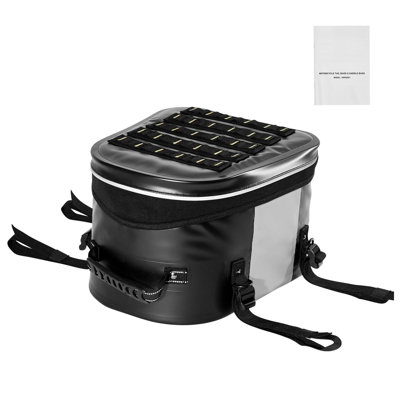Sac de queue de moto, sac de siège arrière de 28 L avec tissu imperméable, sac à main de coffre de rangement pour les sports de plein air avec poche et boucle réglable, supports arrière universels, noir
