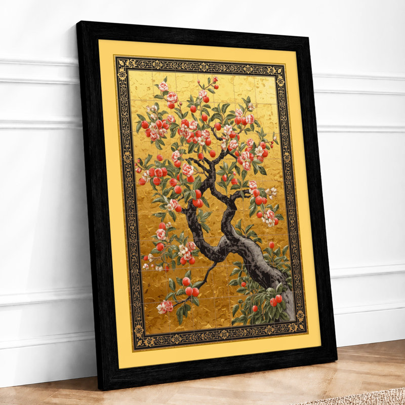 Blossoms In Spring Japandi - Print, Black, A3 - 42.0 x 29.7 cm