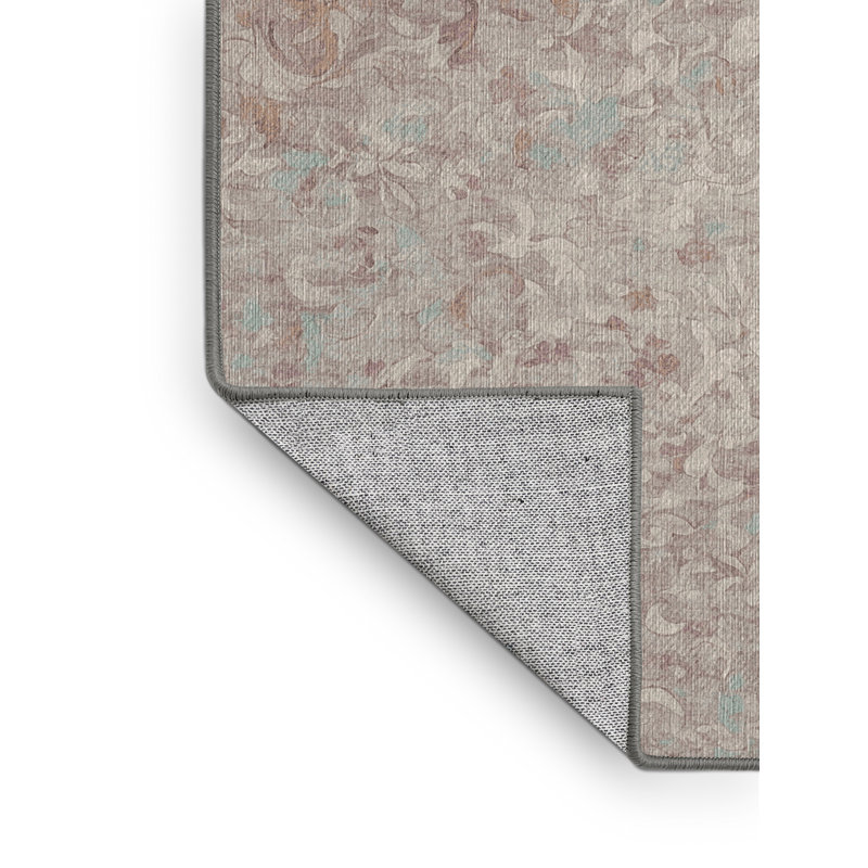 Machine Washable Gray Area Rug, Round 4'