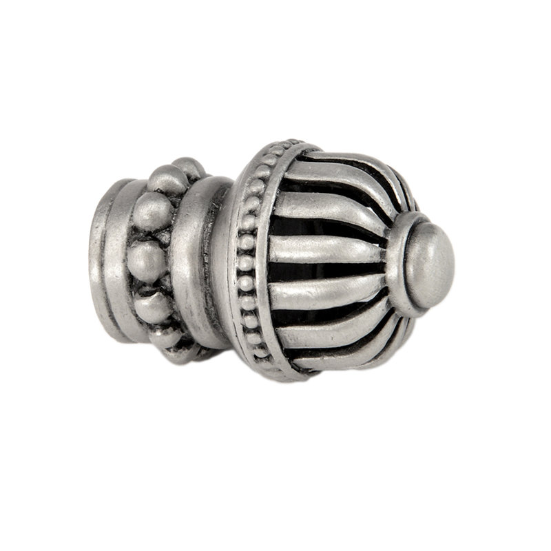 Cricket Cage medium round knob with beaded base in Antique Brass, Satin