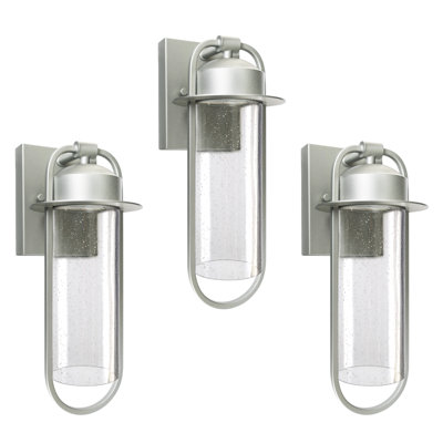 Modern LED Bubble Wall Light, 8W  LED Bubble glass wall sconce,  Dimmable Exterior Flush Mount Sconce, Silver Crystal Wall Sconce for Front Porch, Patio, ETL Listed, 3pack