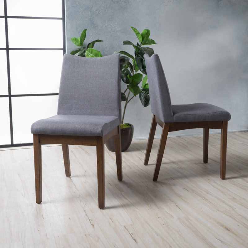Chaise d'appoint rembourré, Gris foncé, Noyer, 2
