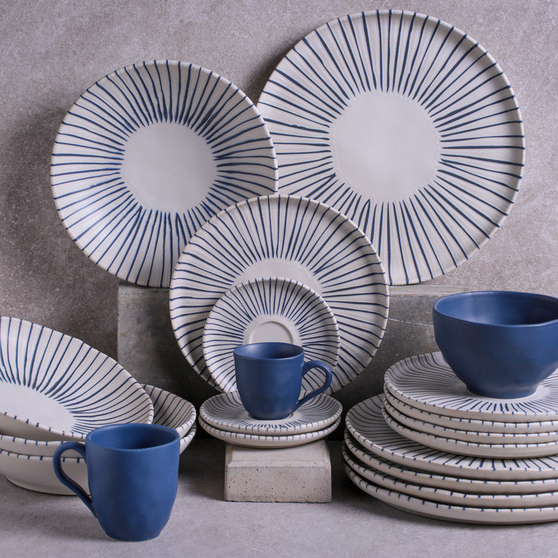 Handcrafted Blue and White Porcelain Dinner Plates, Set of 6
