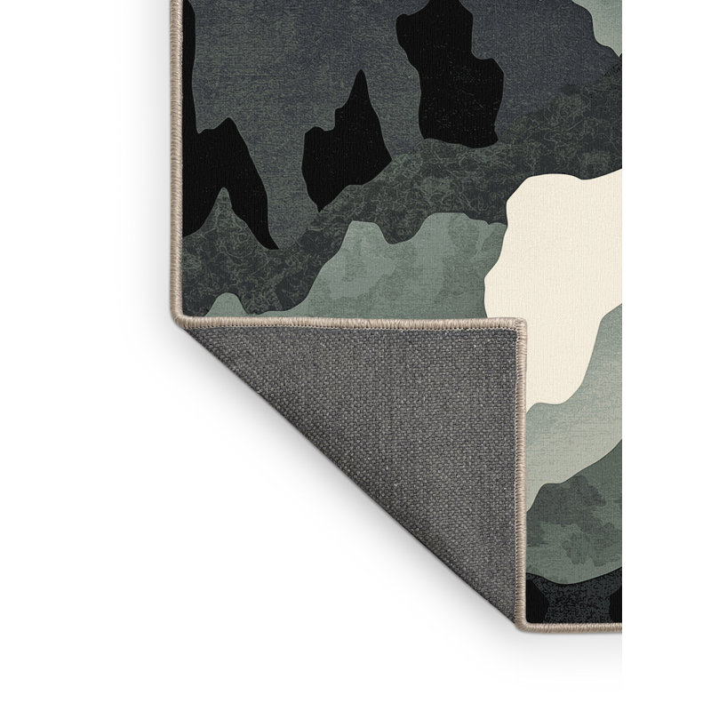 Soft Plush Fairbanks Patagonia Landscape Rustic Arc Area Rug in Beige – Beige Binding, 7x9