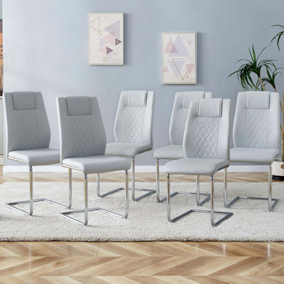 Chaises de salle à manger modernes avec siège rembourré en similicuir Chaise de salle à manger rembourrée avec pieds en métal