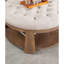 Repose-pieds de style repose-pieds capitonné à assise profonde en lin avec tablette ouverte | Brun clair naturel | Bois massif-920938734